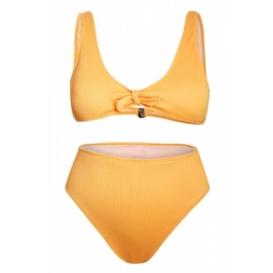 Yellow Knot Center Ribbed Vest Two-piece Swimwear